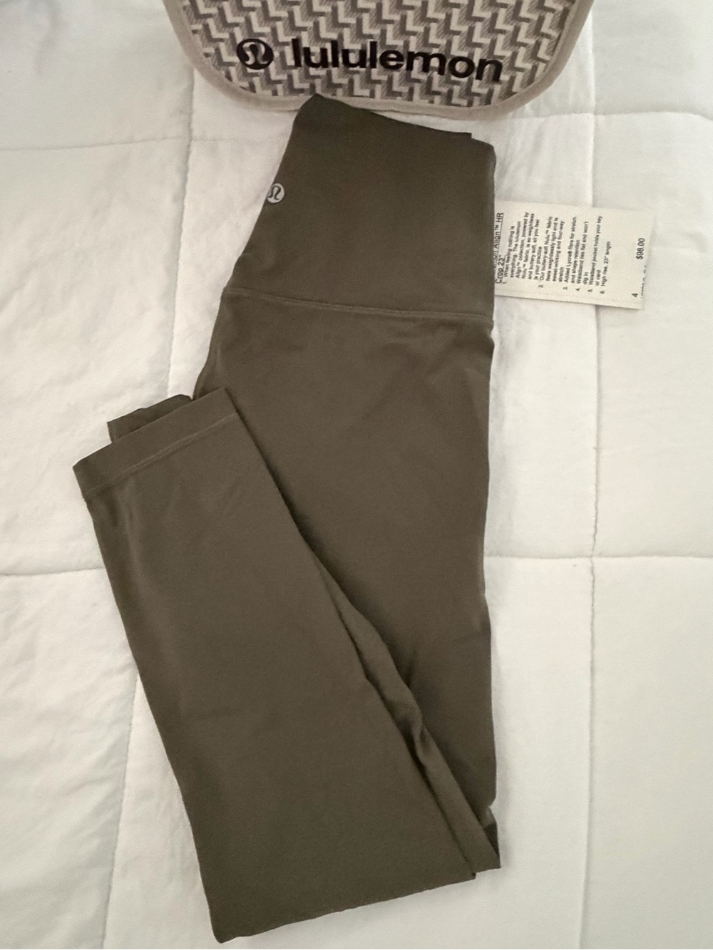 NWT Lululemon Align HR crop 23’ Army Green Leggings, with Bag